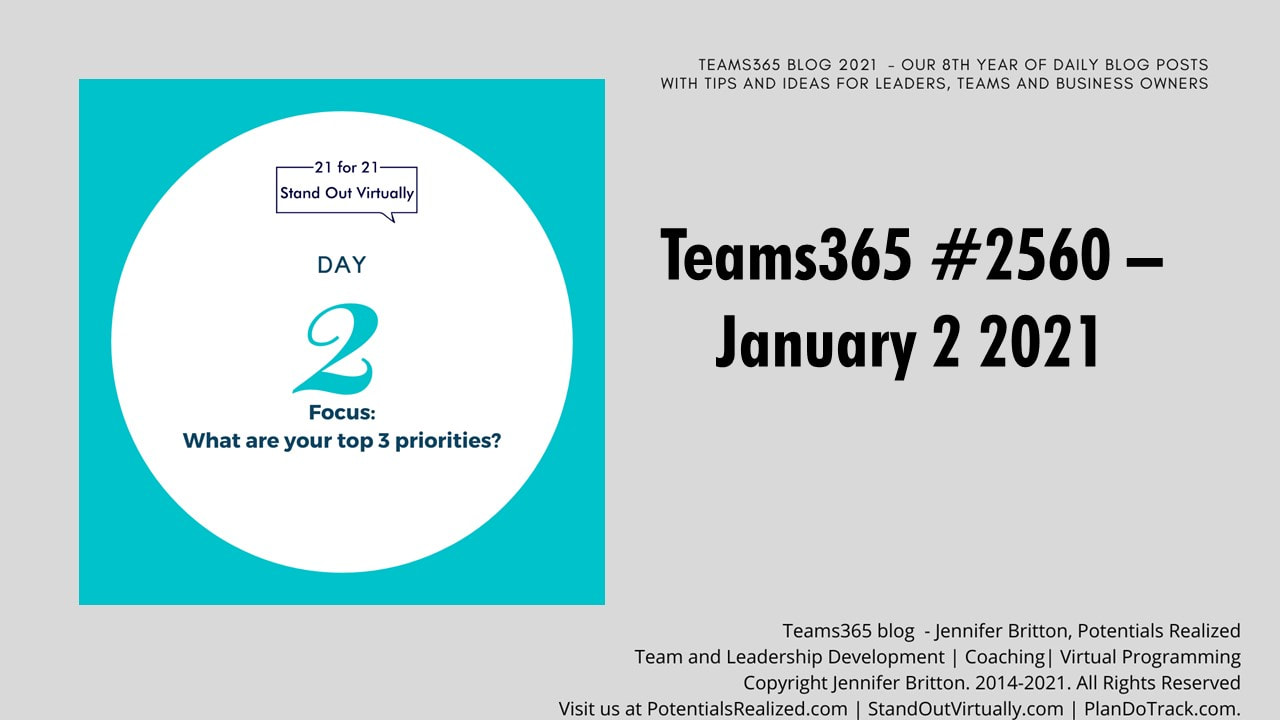 Teams365 #2560 - Day 2 of 21 Stand Out Virtually re